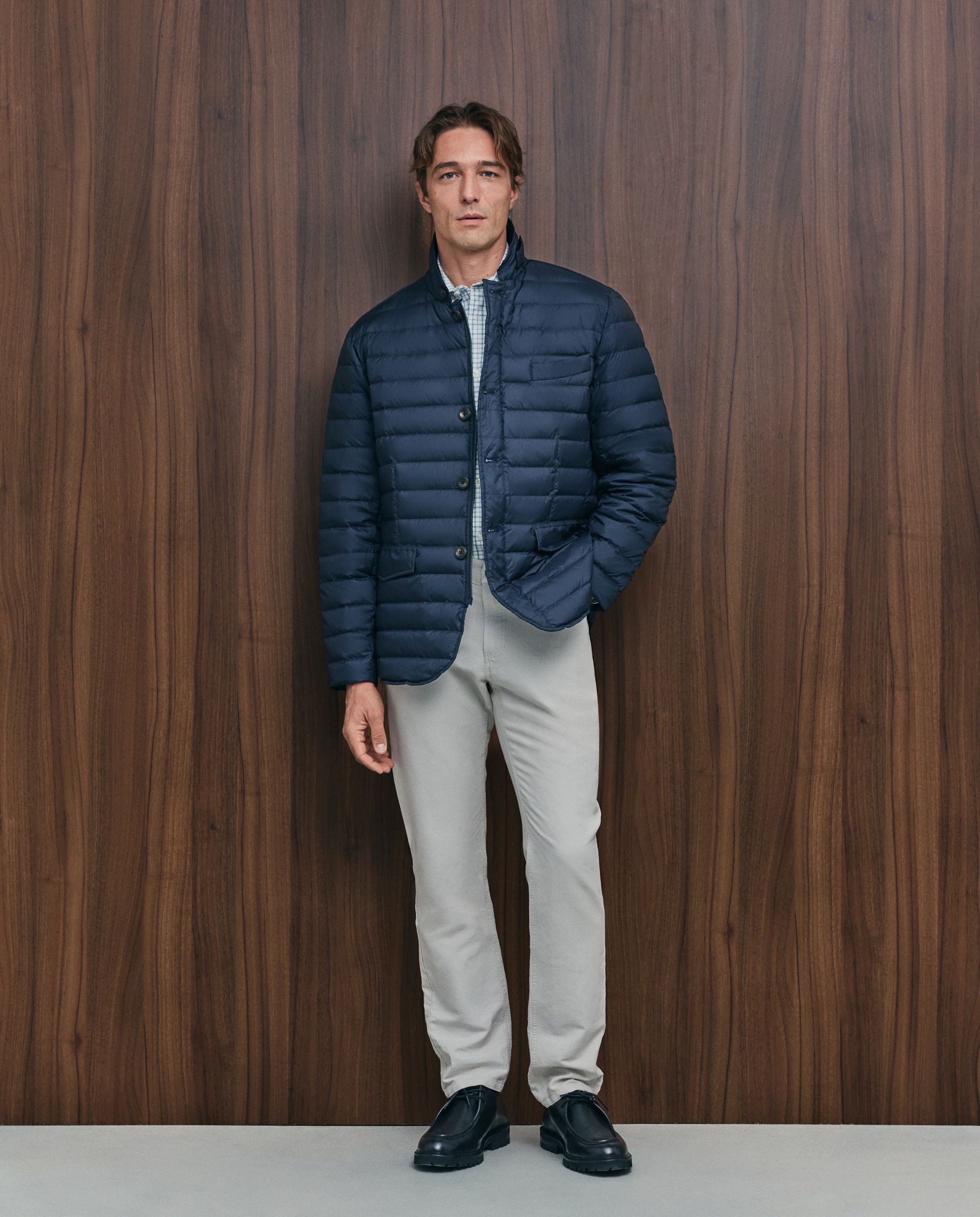 Imagen 1 de Blazer de plumas con botones y cremallera oculta hombre - Emidio Tucci - Azul marino Azul marino