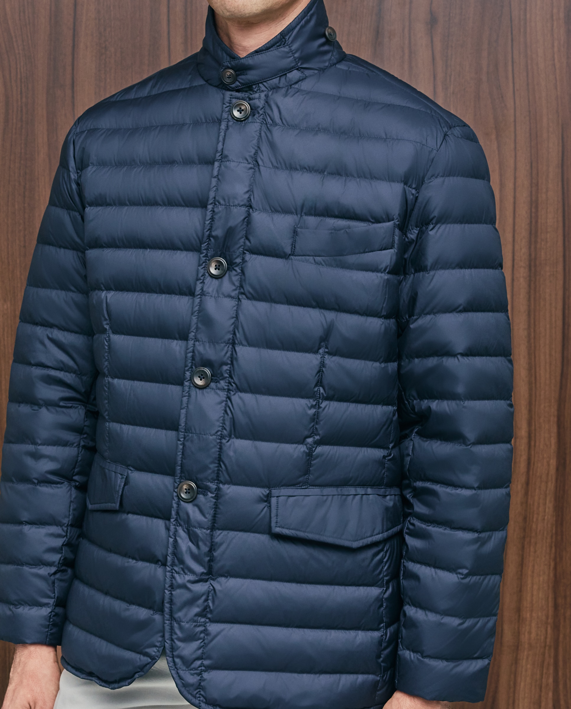 Imagen 3 de Blazer de plumas con botones y cremallera oculta hombre - Emidio Tucci - Azul marino Azul marino