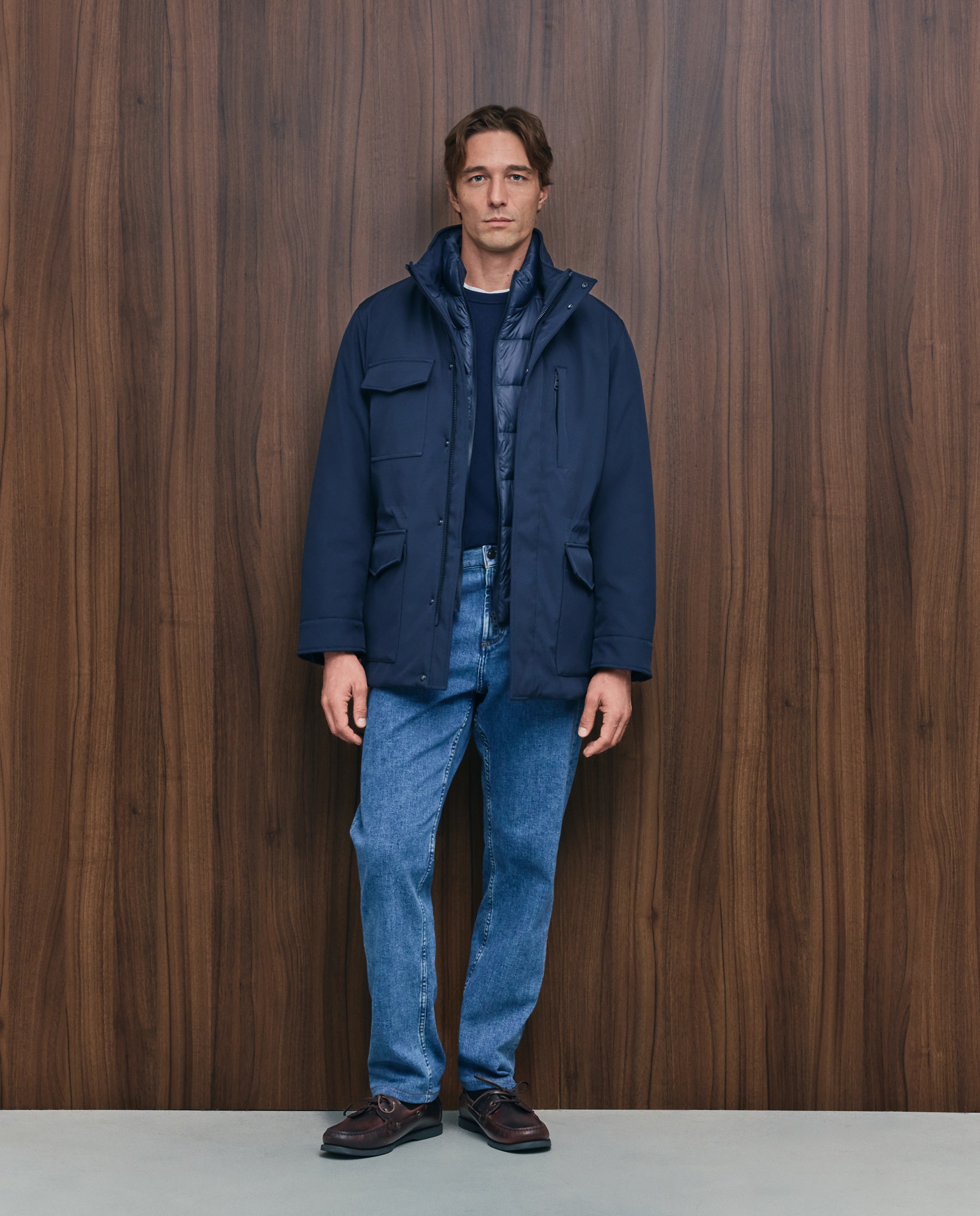 Parka técnica pecherín desmontable capucha oculta hombre - Emidio Tucci - Azul marino Azul marino-1