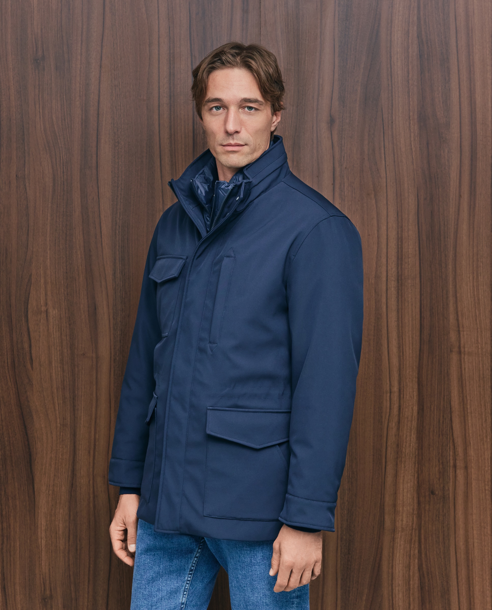 Parka técnica pecherín desmontable capucha oculta hombre - Emidio Tucci - Azul marino Azul marino-2