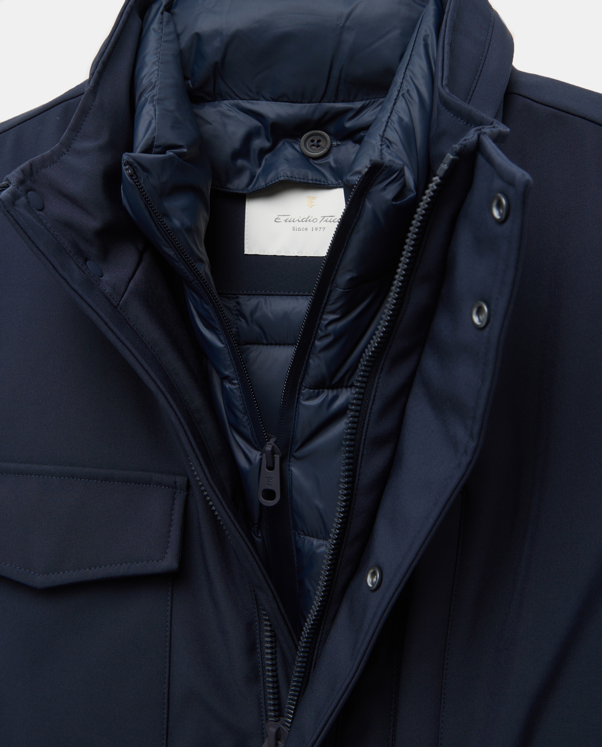 Parka técnica pecherín desmontable capucha oculta hombre - Emidio Tucci - Azul marino Azul marino-7