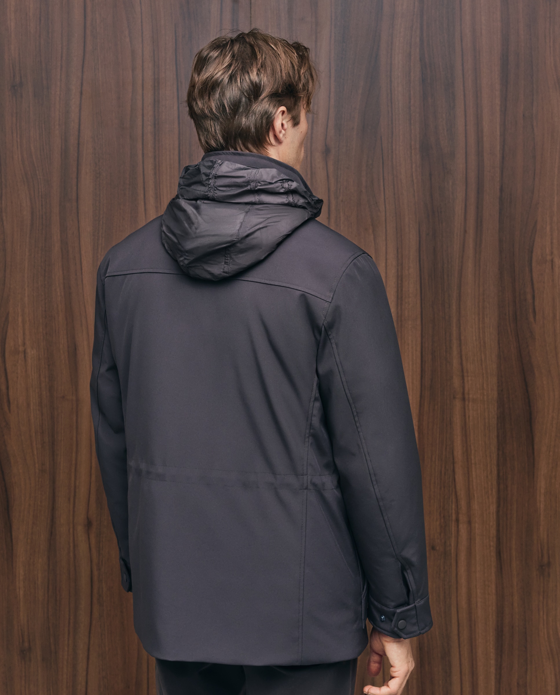 Parka técnica pecherín desmontable capucha oculta hombre - Emidio Tucci - Marrón Marrón-4