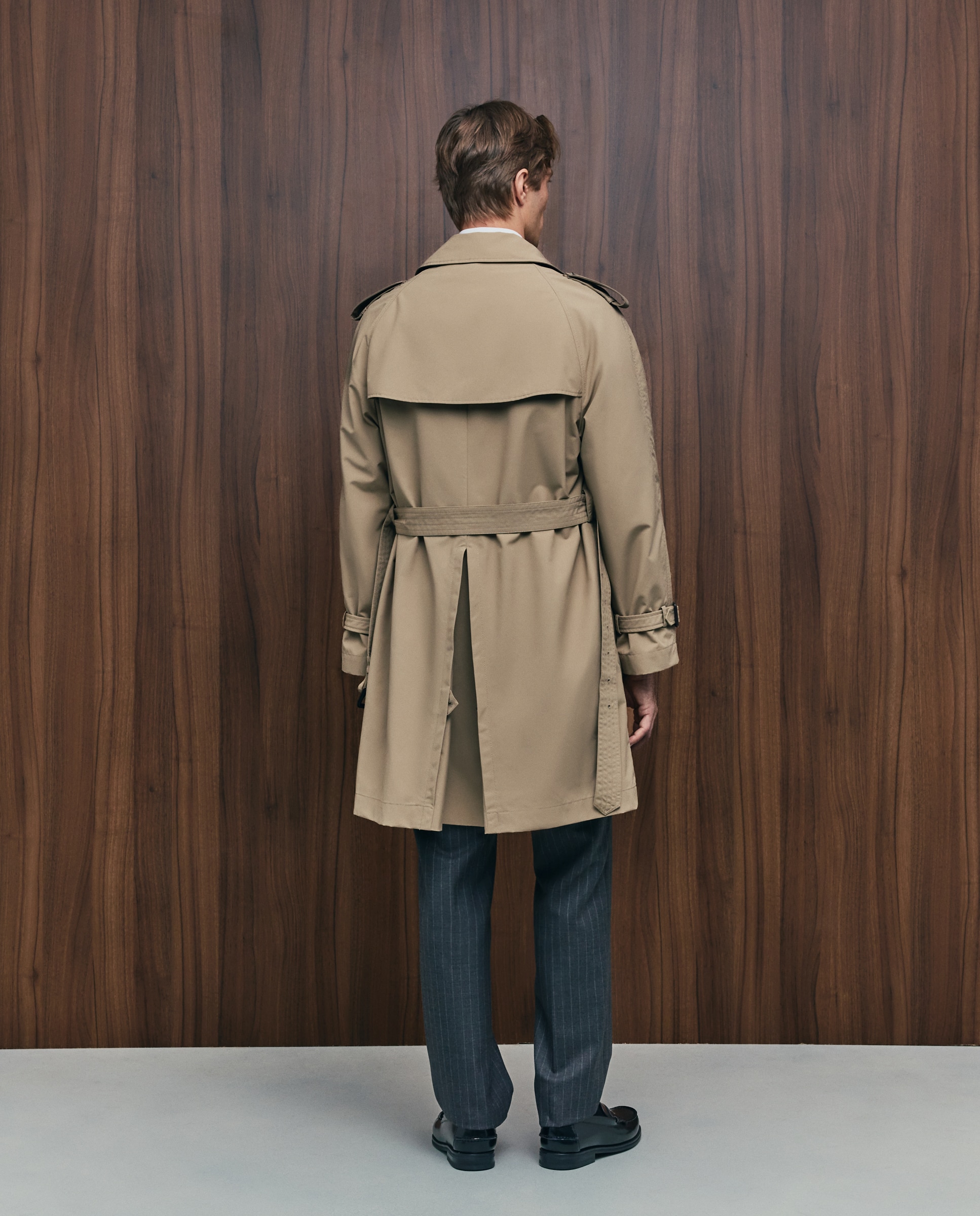 Gabardine Cruzada em Mistura de Algodão Camel-4
