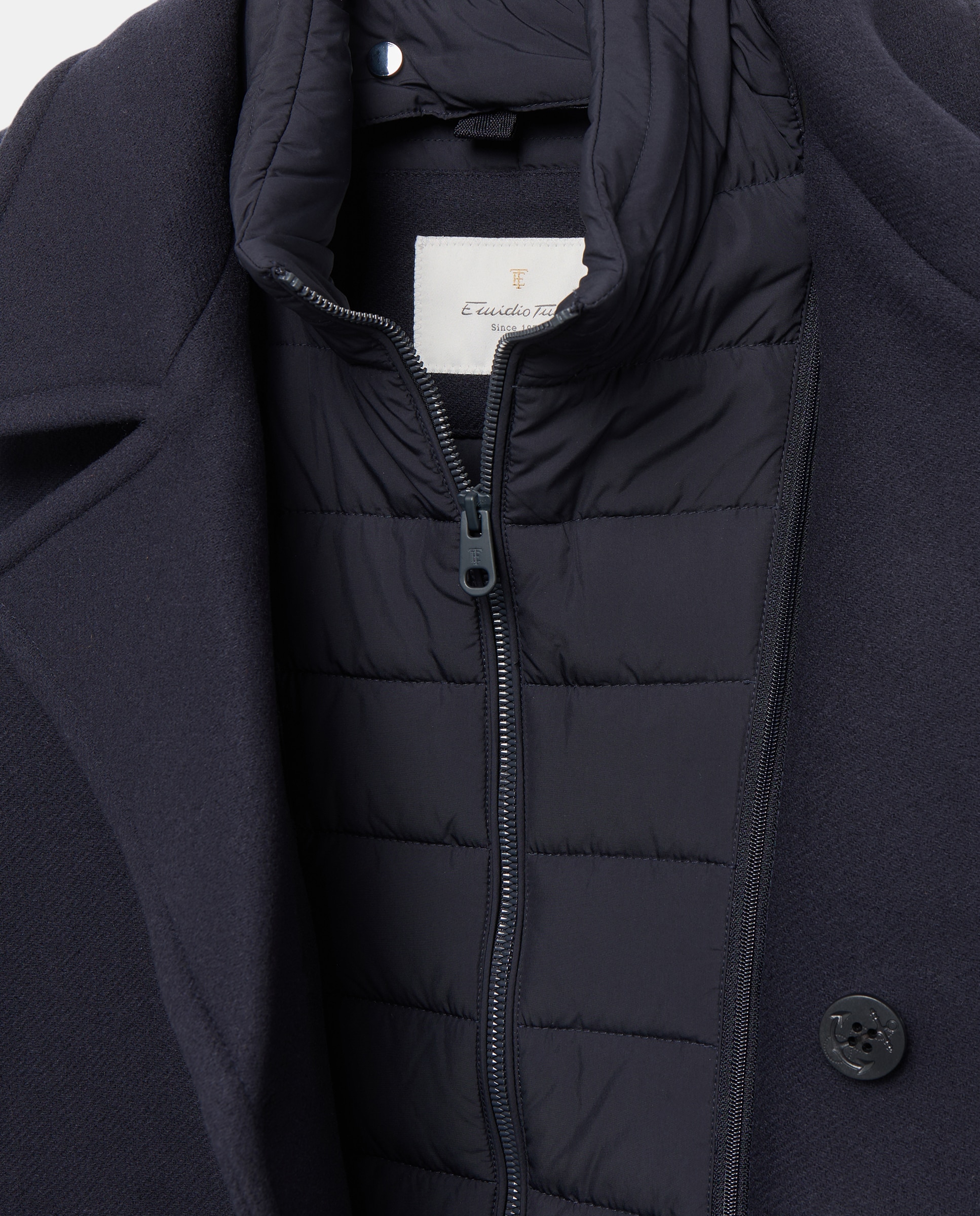 Chaquetón marinero de hombre con lana virgen y pecherín interior desmontable - Emidio Tucci - Azul marino Azul marino-6