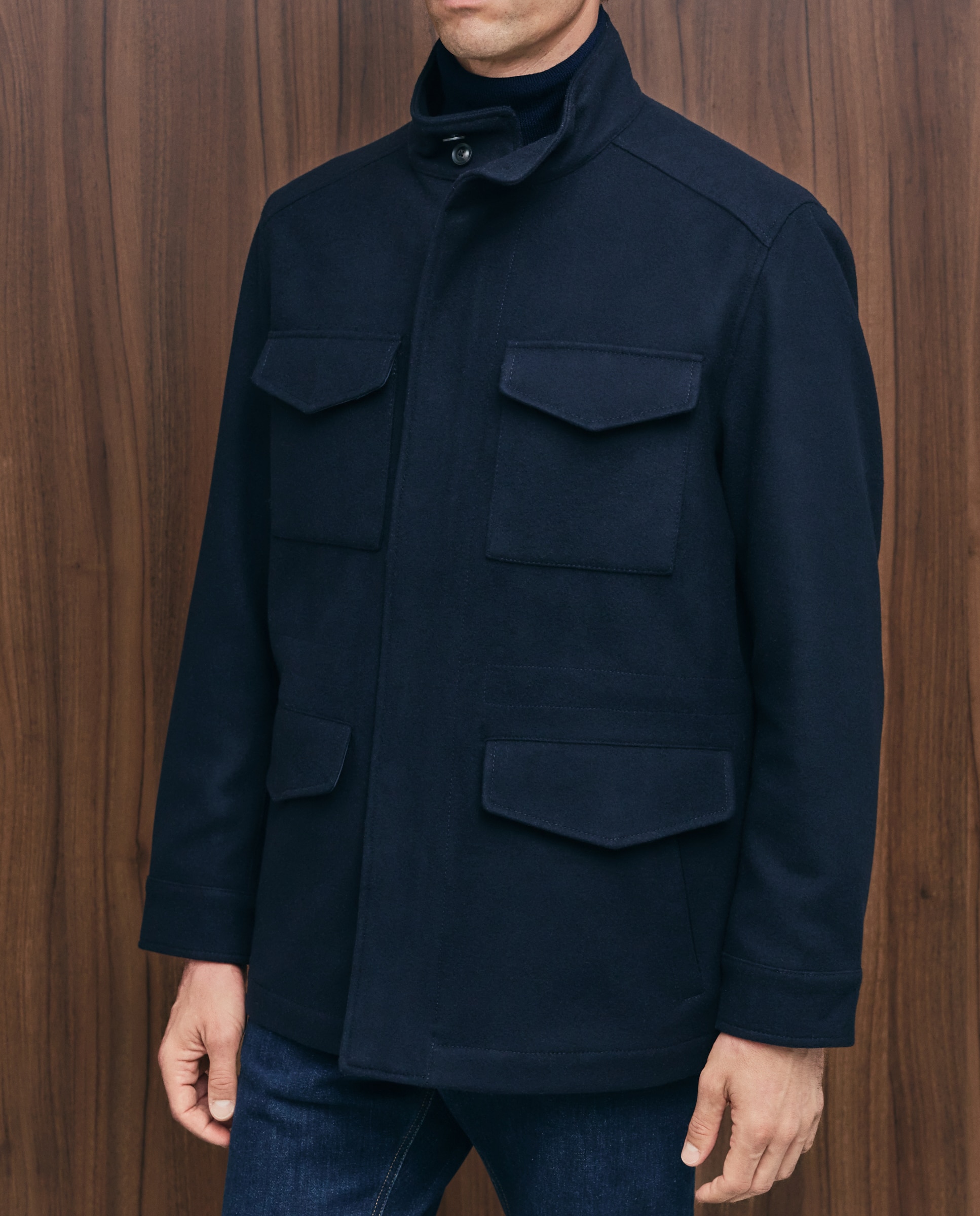 Field Jacket de Pano de Lã/Poliéster 4
