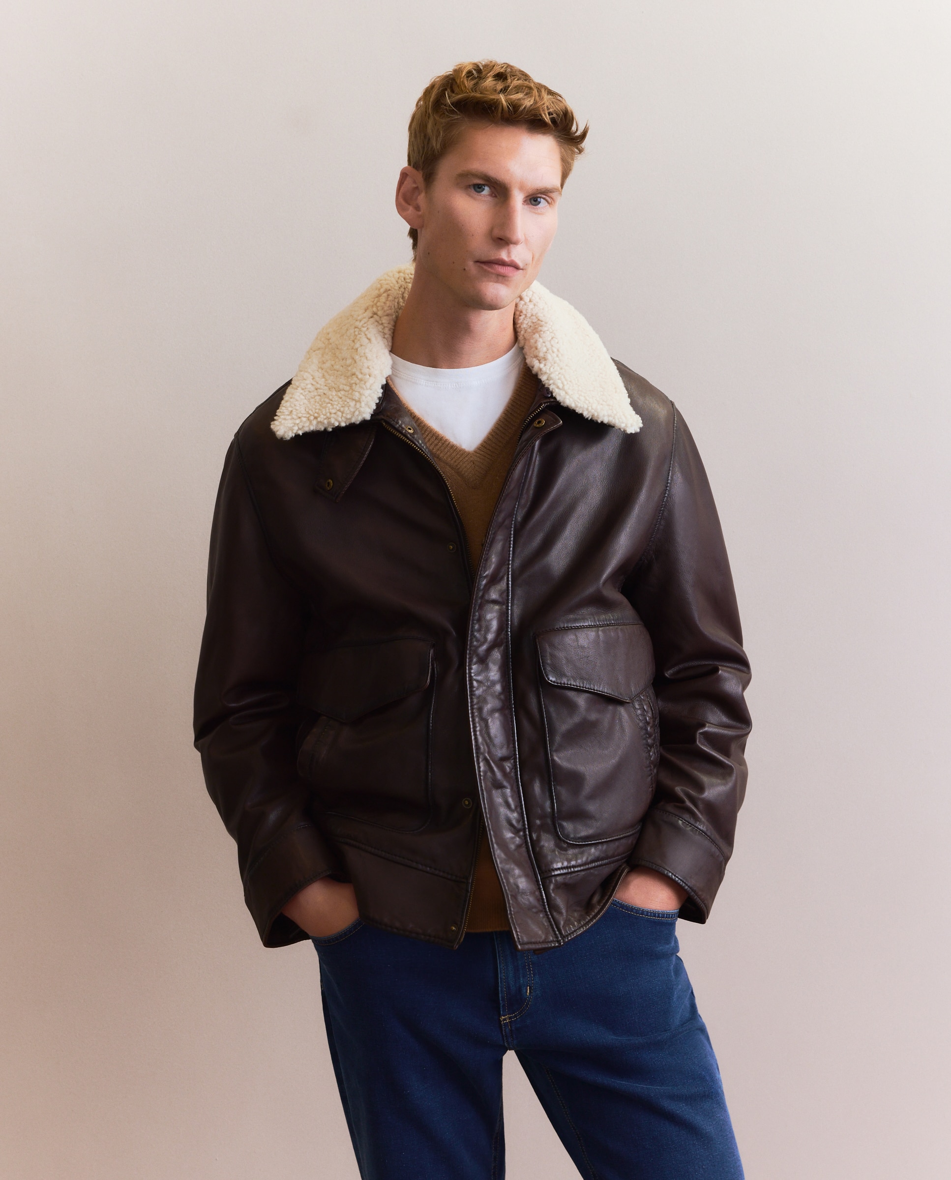 Imagem 0 de Blusão Estilo Aviador em Napa