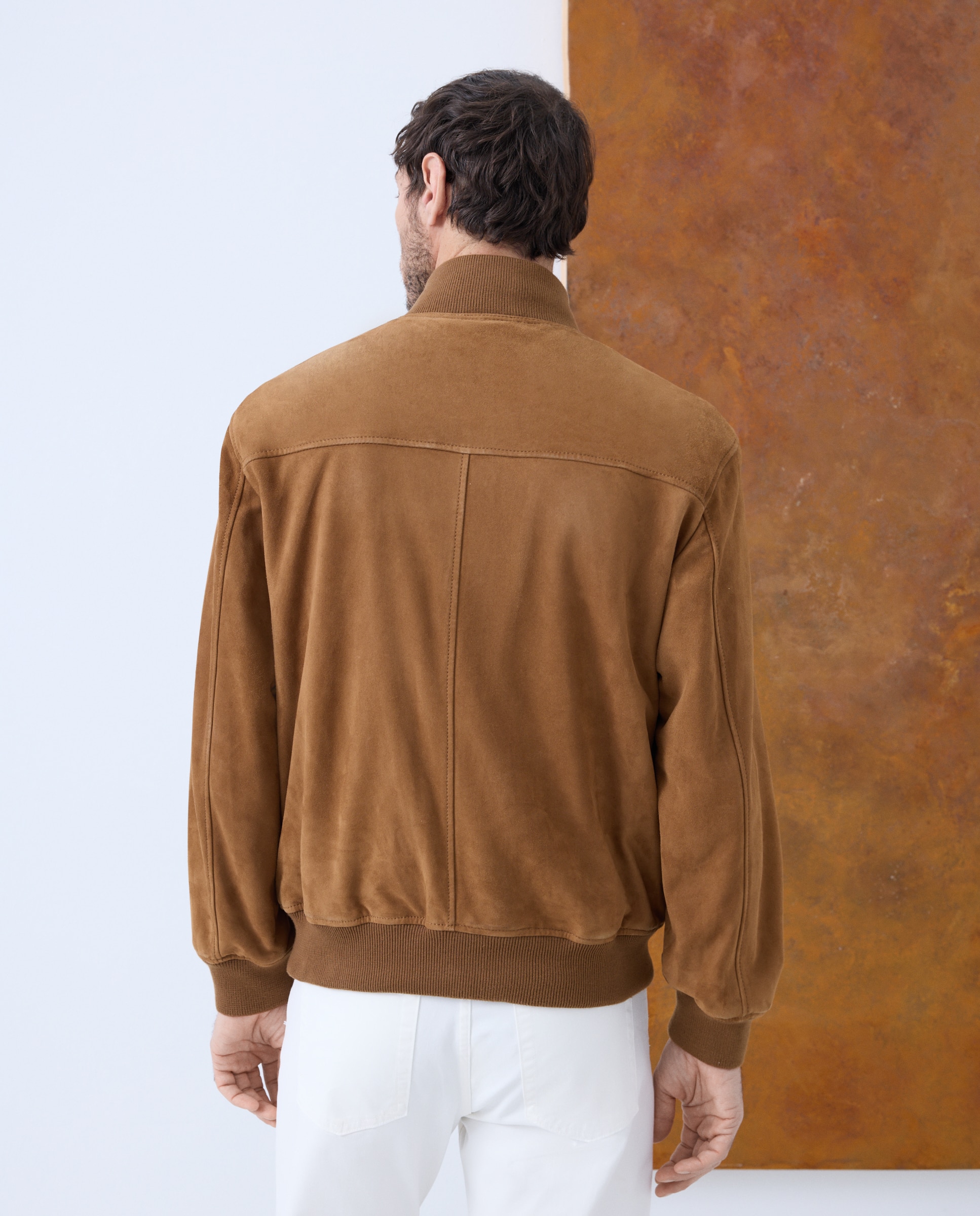 Blusão Tipo Bomber de Camurça Caprina Camel-4