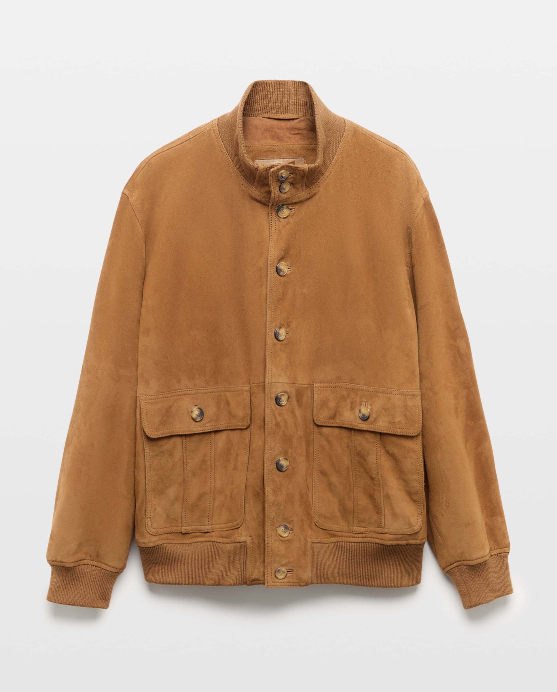 Blusão Tipo Bomber de Camurça Caprina Camel-5