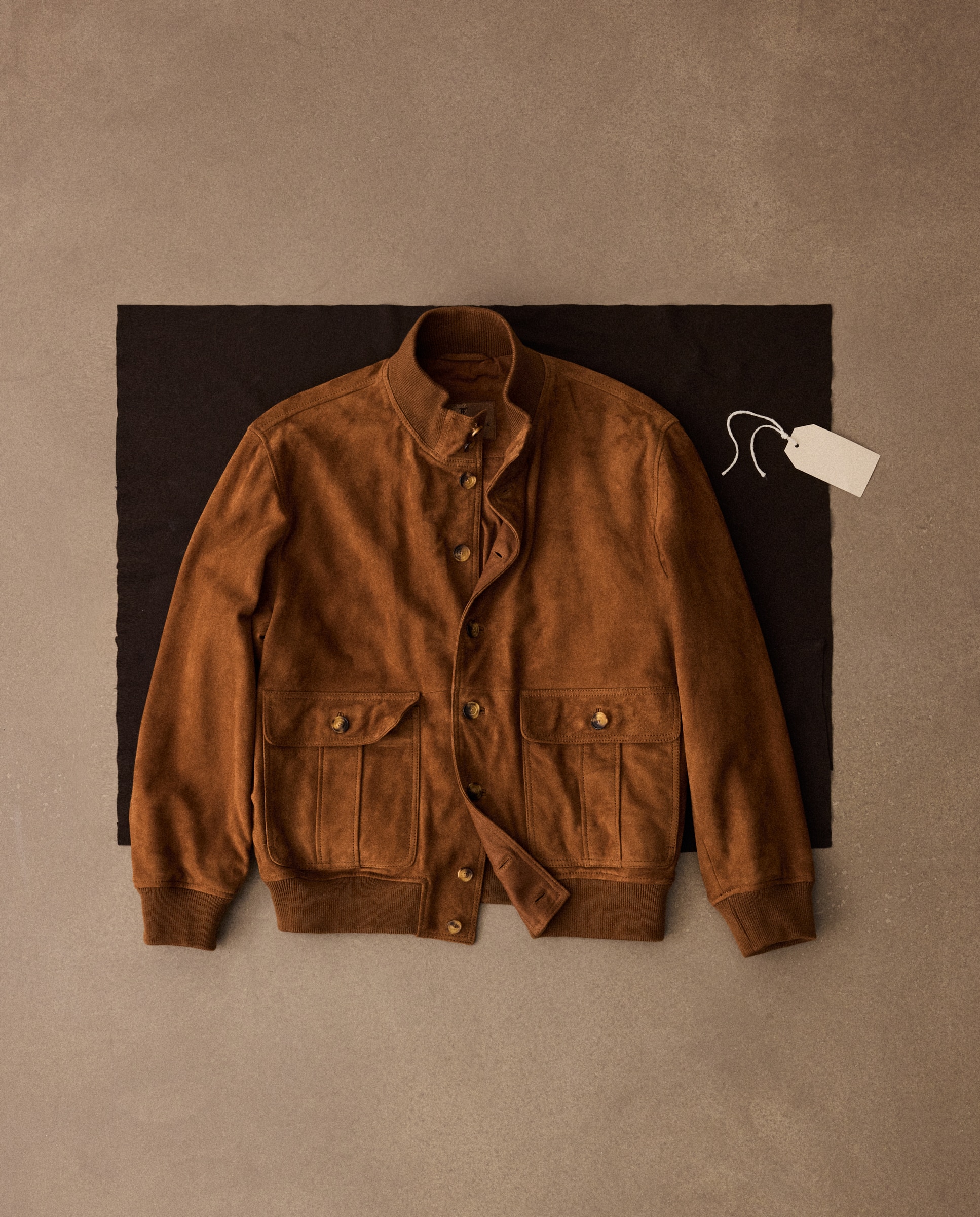 Blusão Tipo Bomber de Camurça Caprina Camel-7