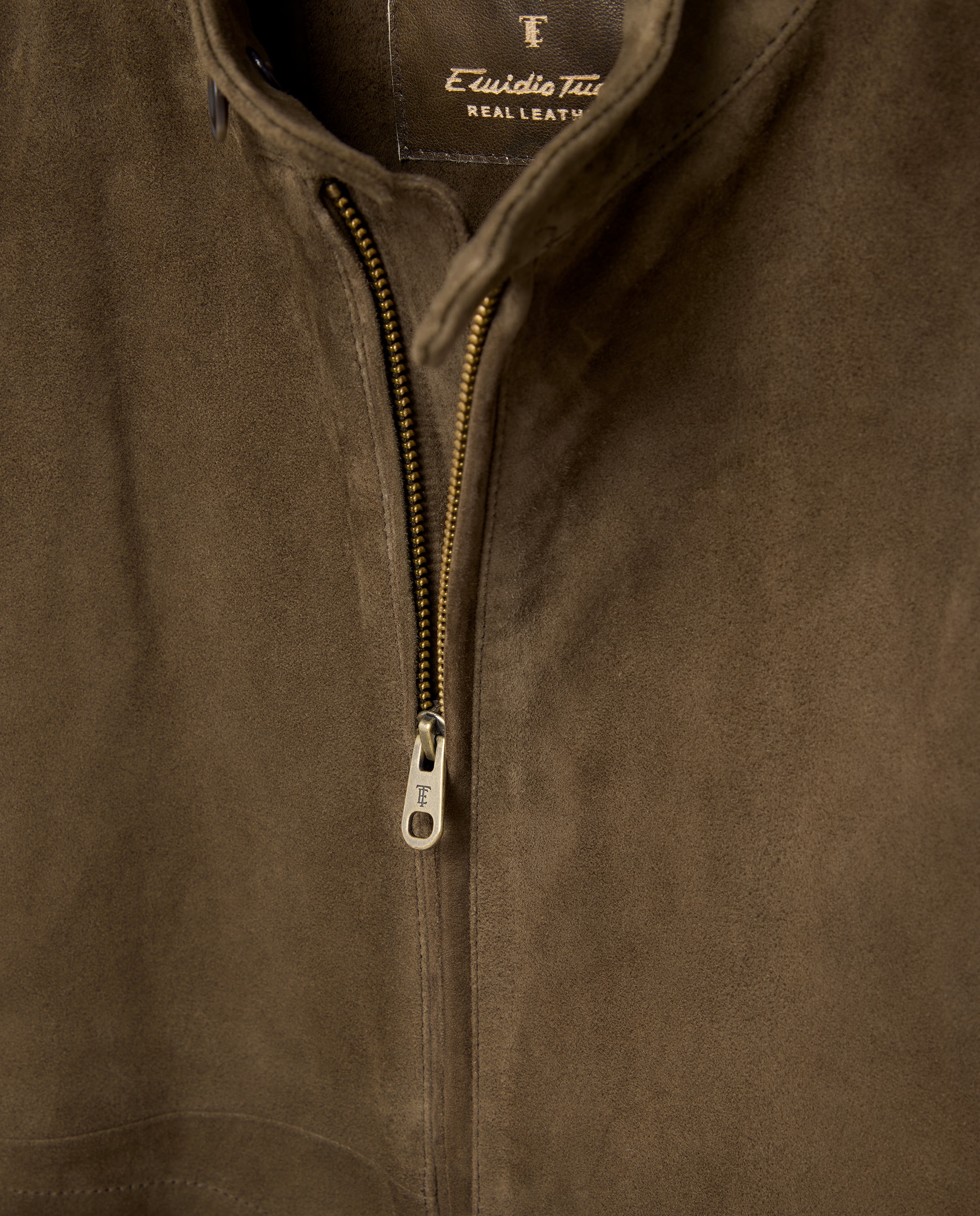 Blusão Acolchoado Harrington de Camurça 100% Caprina Caqui-6