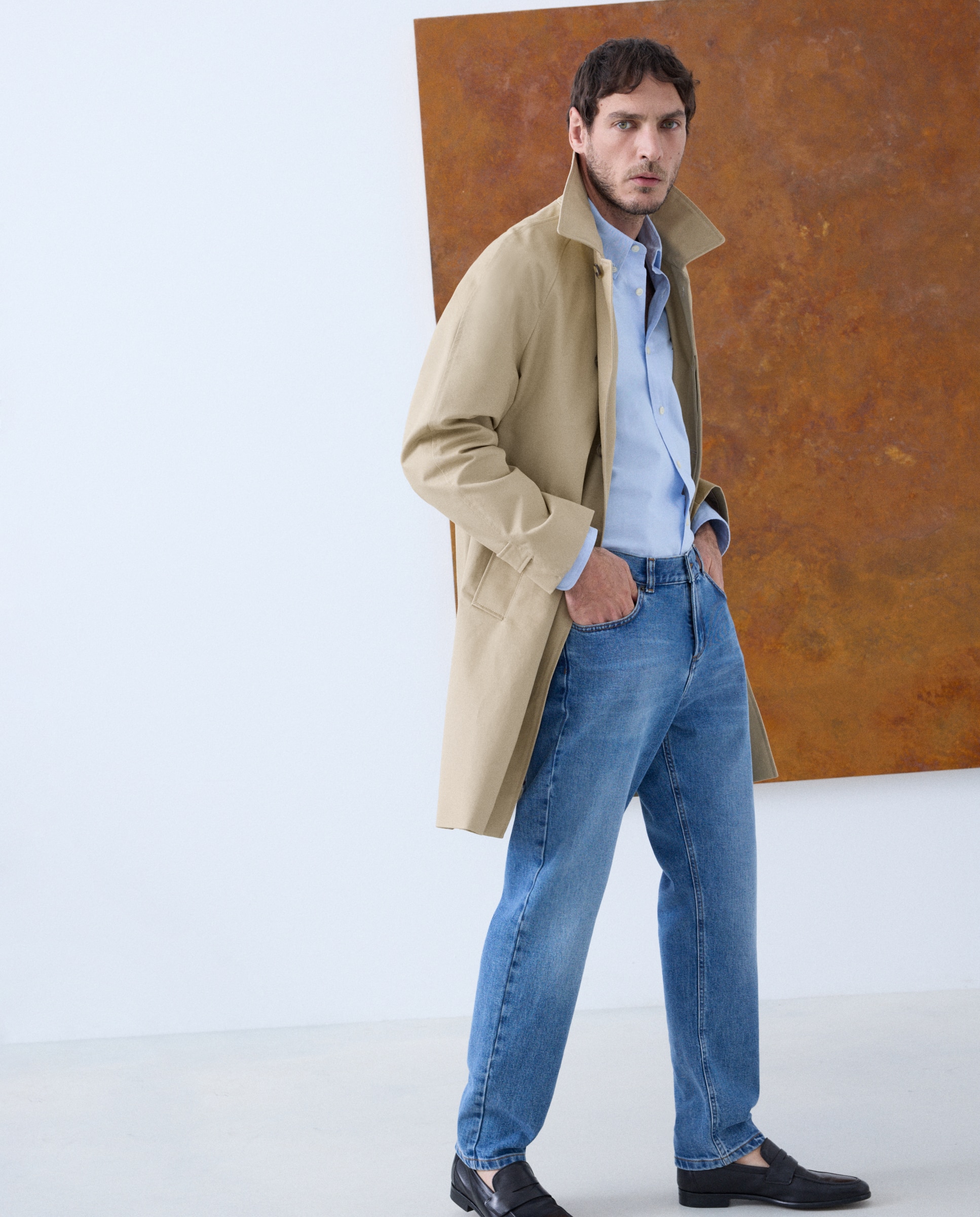 Gabardine Clássica de Algodão Bege-2