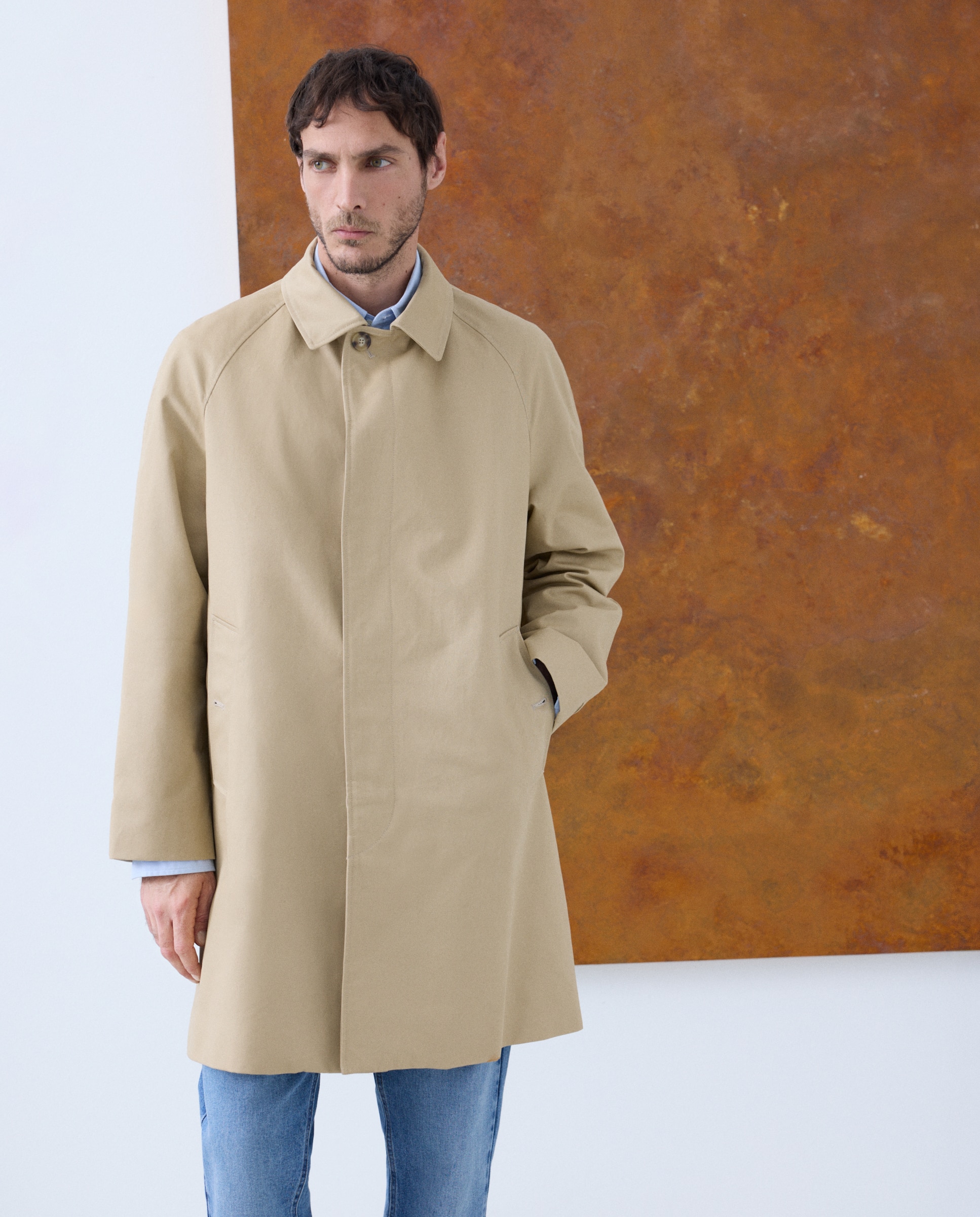 Gabardine Clássica de Algodão Bege-4