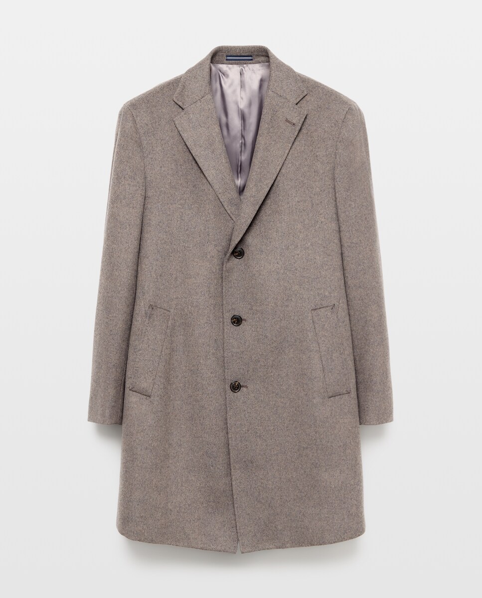 Imagen 1 de Abrigo con cashmere con solapa y tres botones hombre Marrón claro