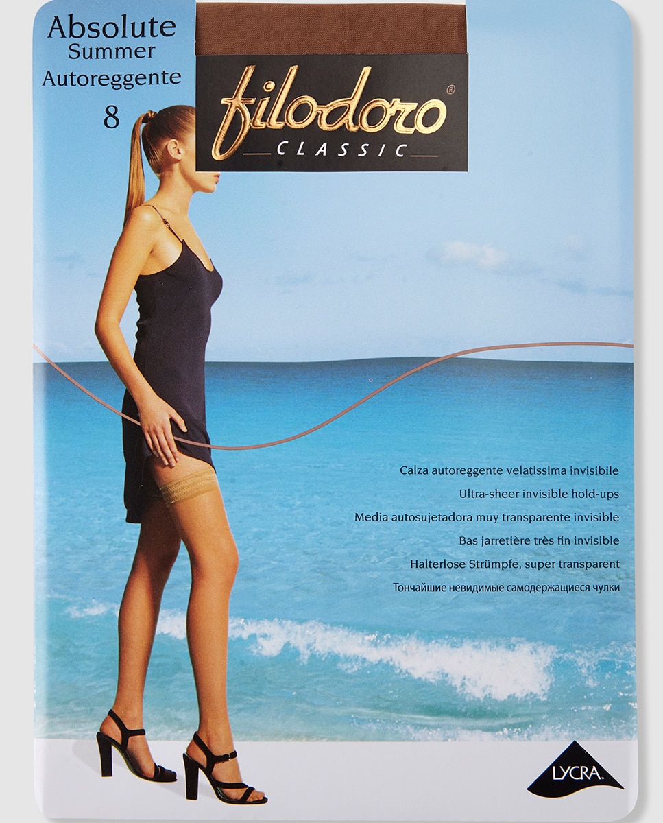 Media de verano de 8 deniers de mujer Filodoro autosujetadora - Natural Natural-2