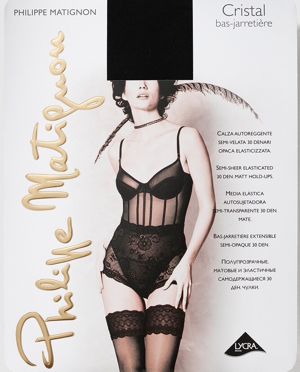 Media autosujetadora de mujer Philippe Matignon de 30 Deniers semi transparente - Negro Negro-2
