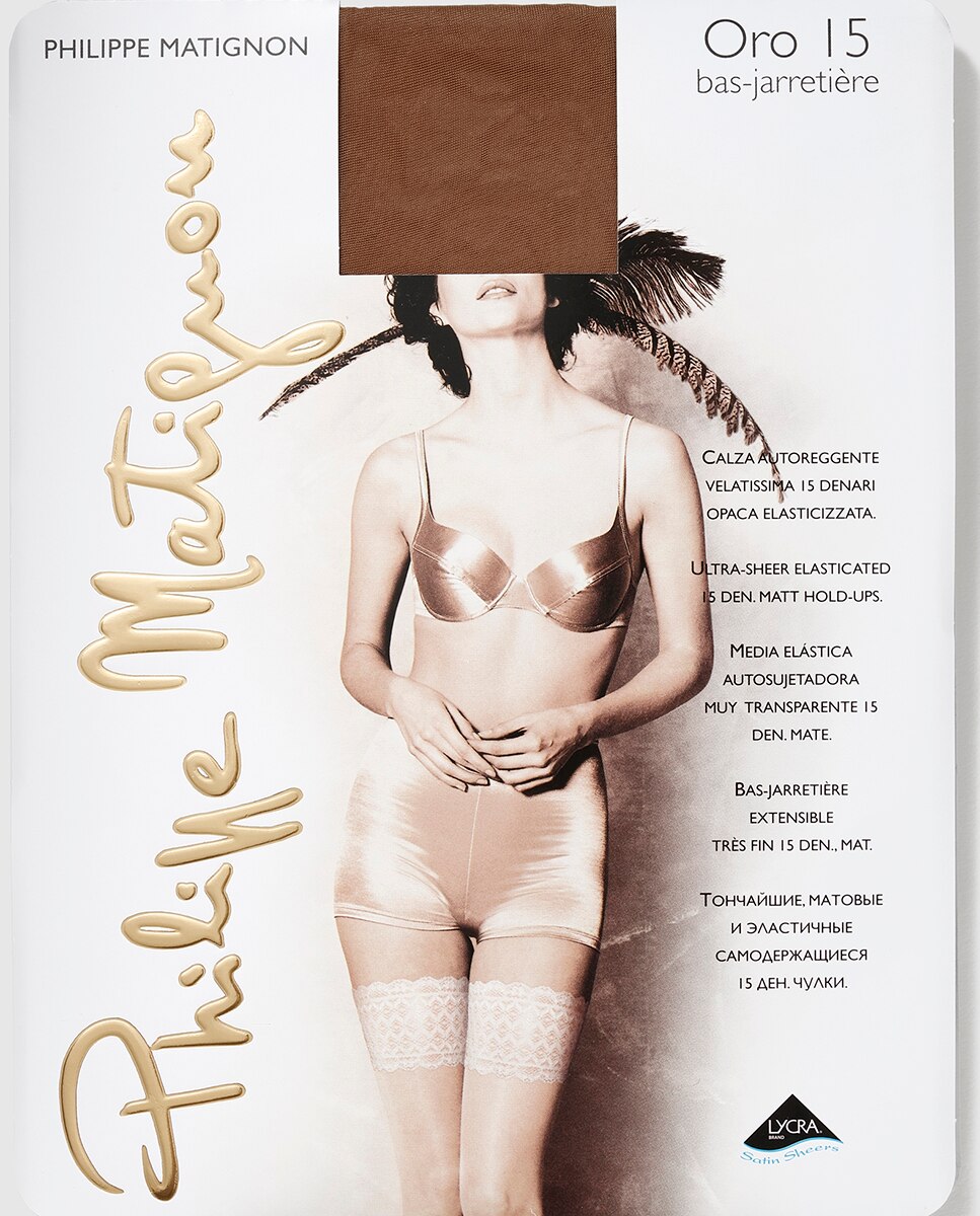 Media autosujetadora transparente de 15 deniers de mujer de Philippe Matignon - Natural Natural-2