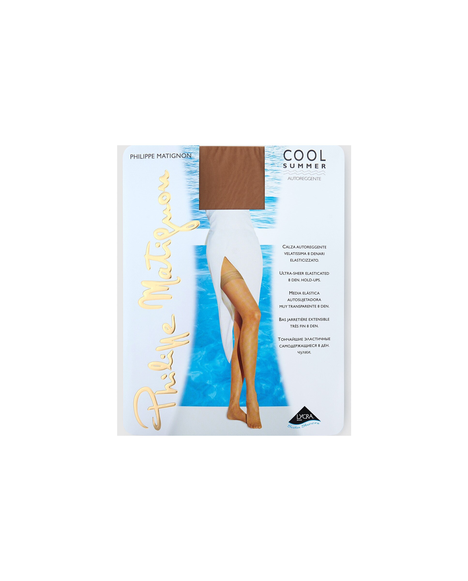 Media autosujetadora de 8 deniers de mujer Philippe Matignon de verano - Natural Natural-3