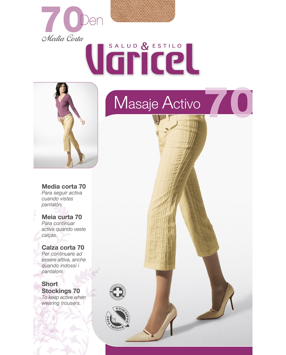 Media corta de descanso médica de 70 deniers de mujer Varicel - Negro Negro-2