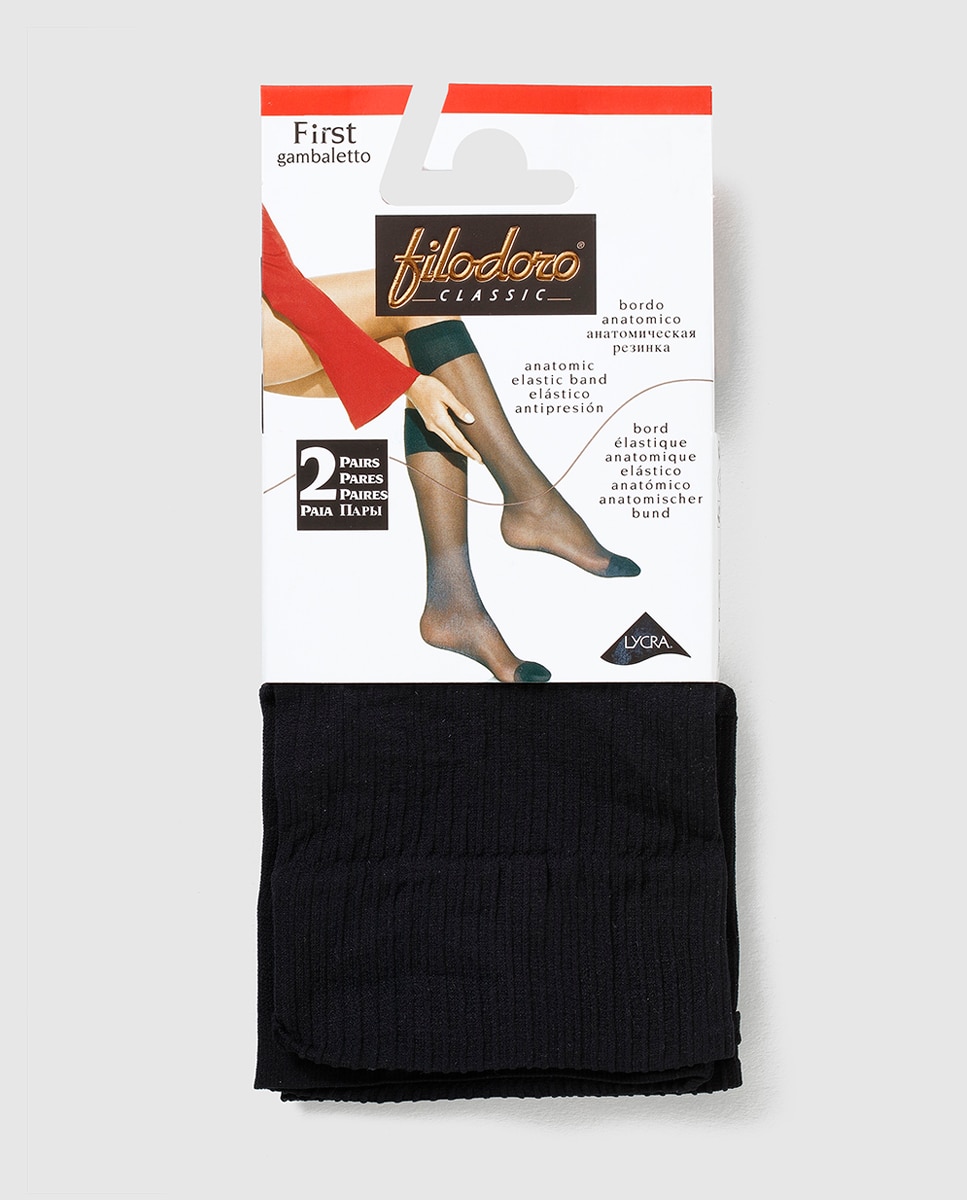 Pack de dois pares de minimeias de 40 deniers com elástico antipressão Preto-1