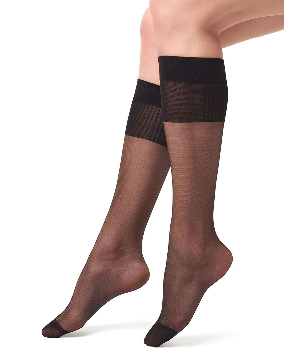 Pack de dois pares de minimeias de 40 deniers com elástico antipressão Preto-3