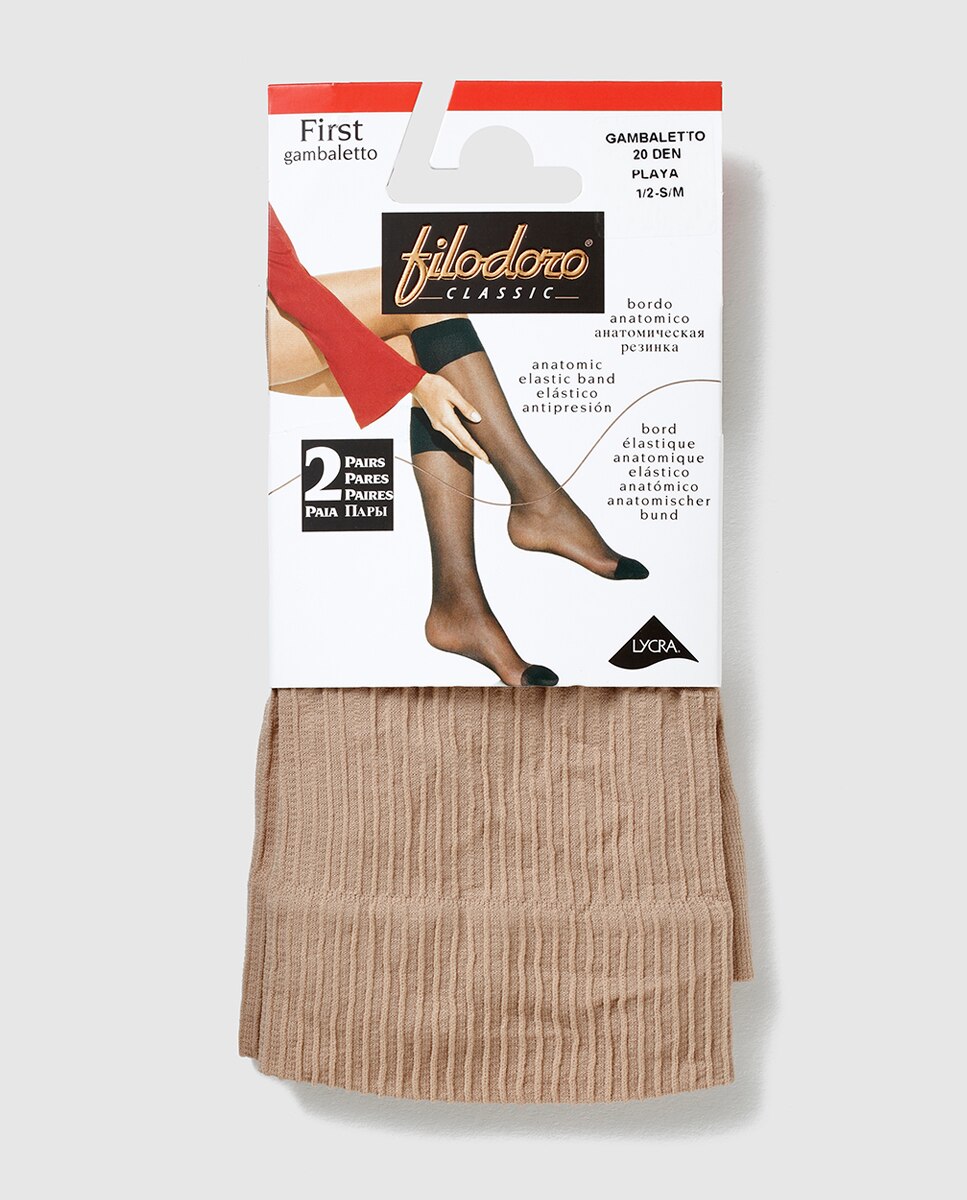 Pack de dos minimedias de 20 deniers con elástico antipresión - Filodoro - Natural Natural-2