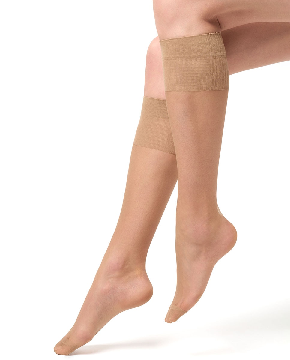 Pack de dos minimedias de 20 deniers con elástico antipresión - Filodoro - Beige Beige-1