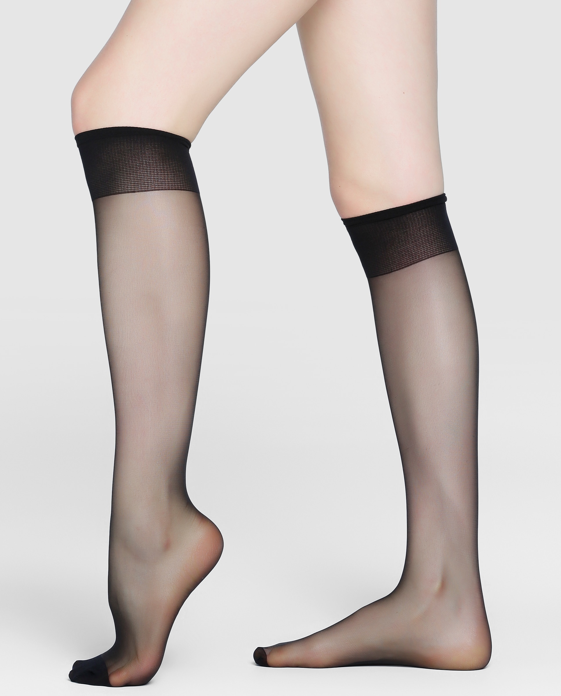 Pack de dois pares de minimeias de 15 deniers de mulher Platino Preto-2