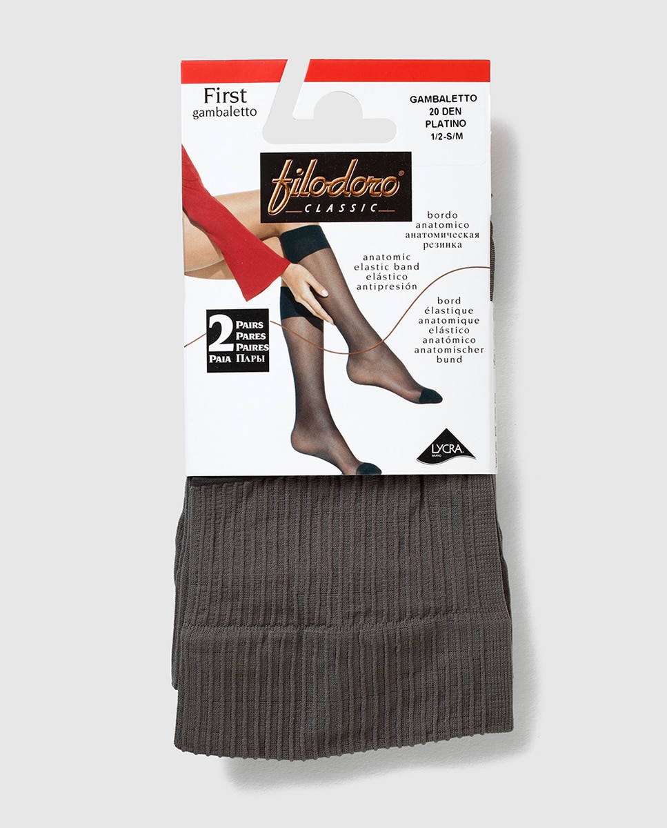 Pack de dos minimedias de 20 deniers con elástico antipresión - Filodoro - Gris Gris-2