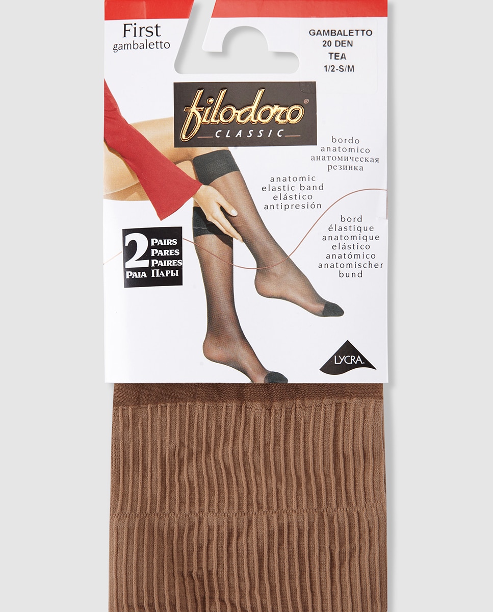 Pack de dos minimedias de 40 deniers con elástico antipresión - Filodoro - Tabac Tabac-2