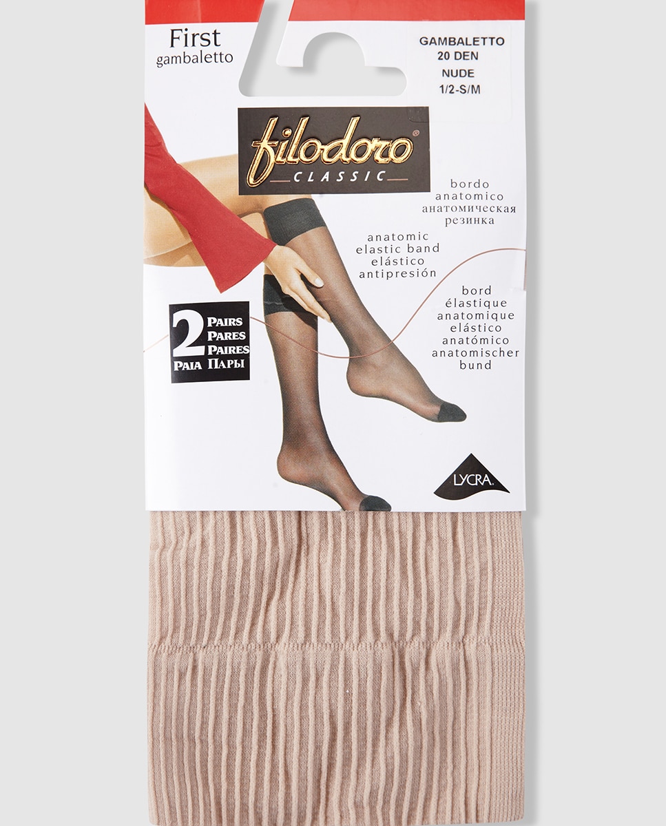 Pack de dos minimedias de 20 deniers con elástico antipresión - Filodoro - Nude Nude-2