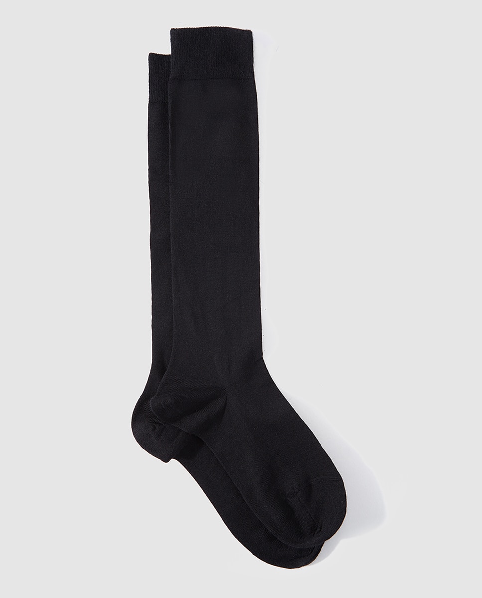 Calcetín alto y largo de mujer Falke de lana y algodón - Negro Negro-1