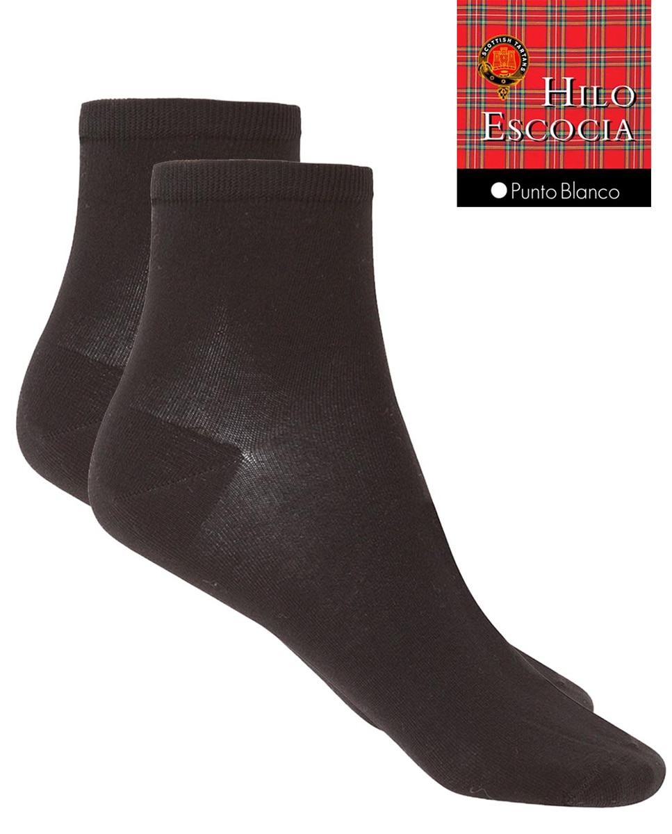 Meias pelo Tornozelo Lisas com Fio da Escócia. Produto Fabricado em Espanha Preto-2