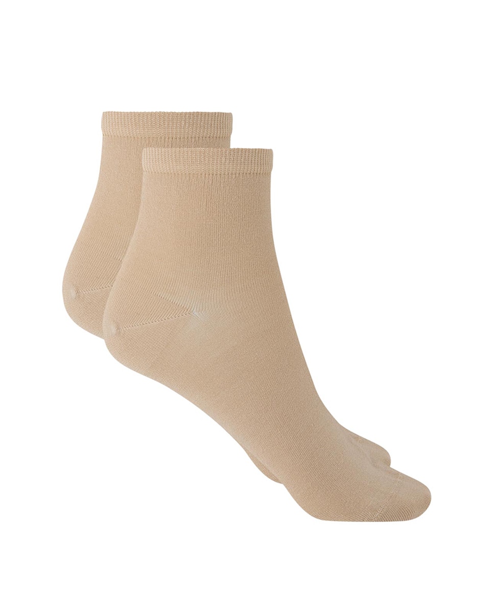 Meias pelo Tornozelo Lisas com Fio da Escócia. Produto Fabricado em Espanha Bege-1