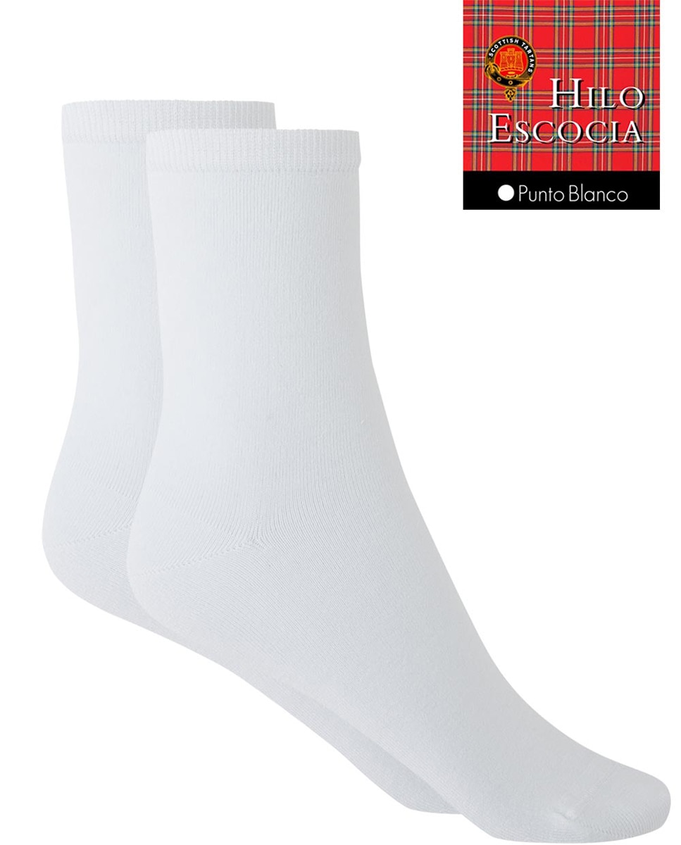 Meias Curtas Lisas de Fio da Escócia. Produto Fabricado em Espanha Branco-2