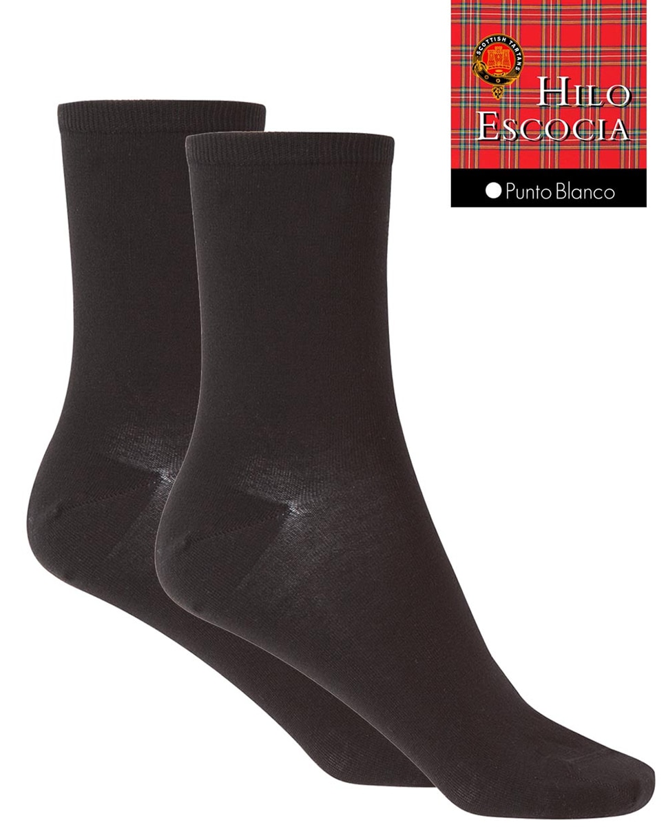 Meias Curtas Lisas de Fio da Escócia. Produto Fabricado em Espanha Preto-2
