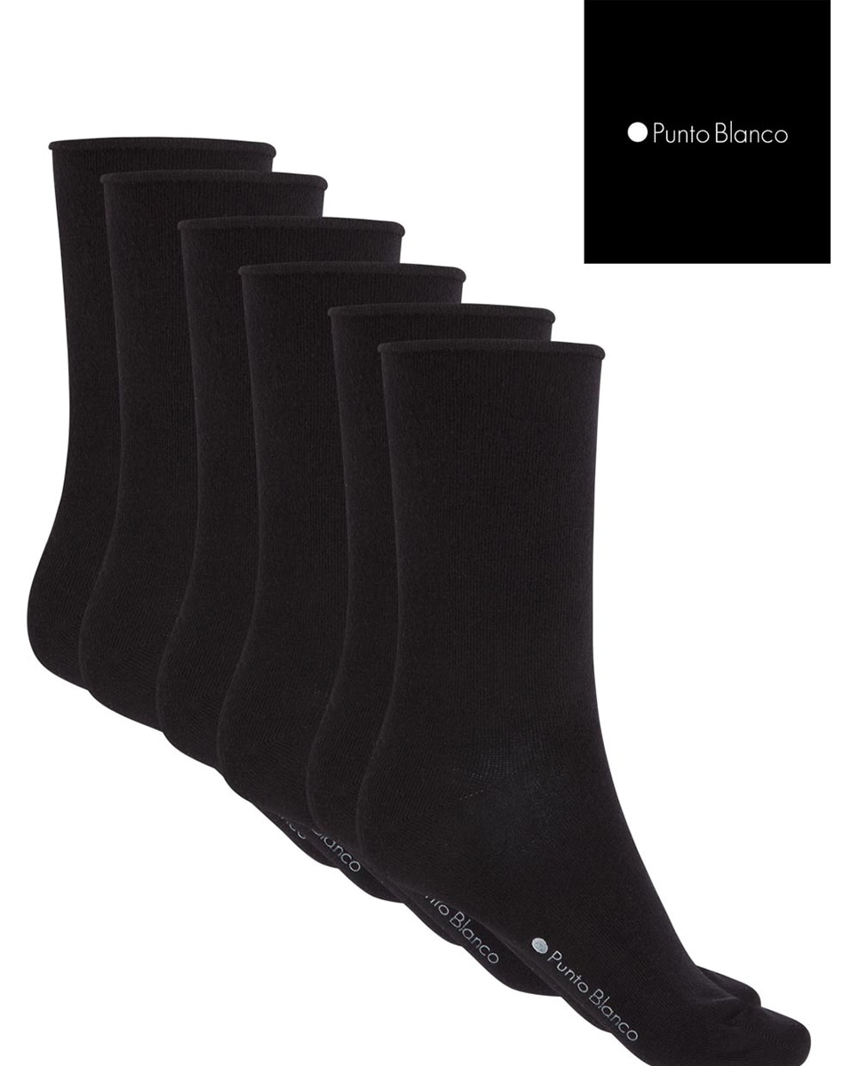 Pack de Três Pares de Meias Curtas Lisas com Punho Roulé. Produto Fabricado em Espanha Preto-2
