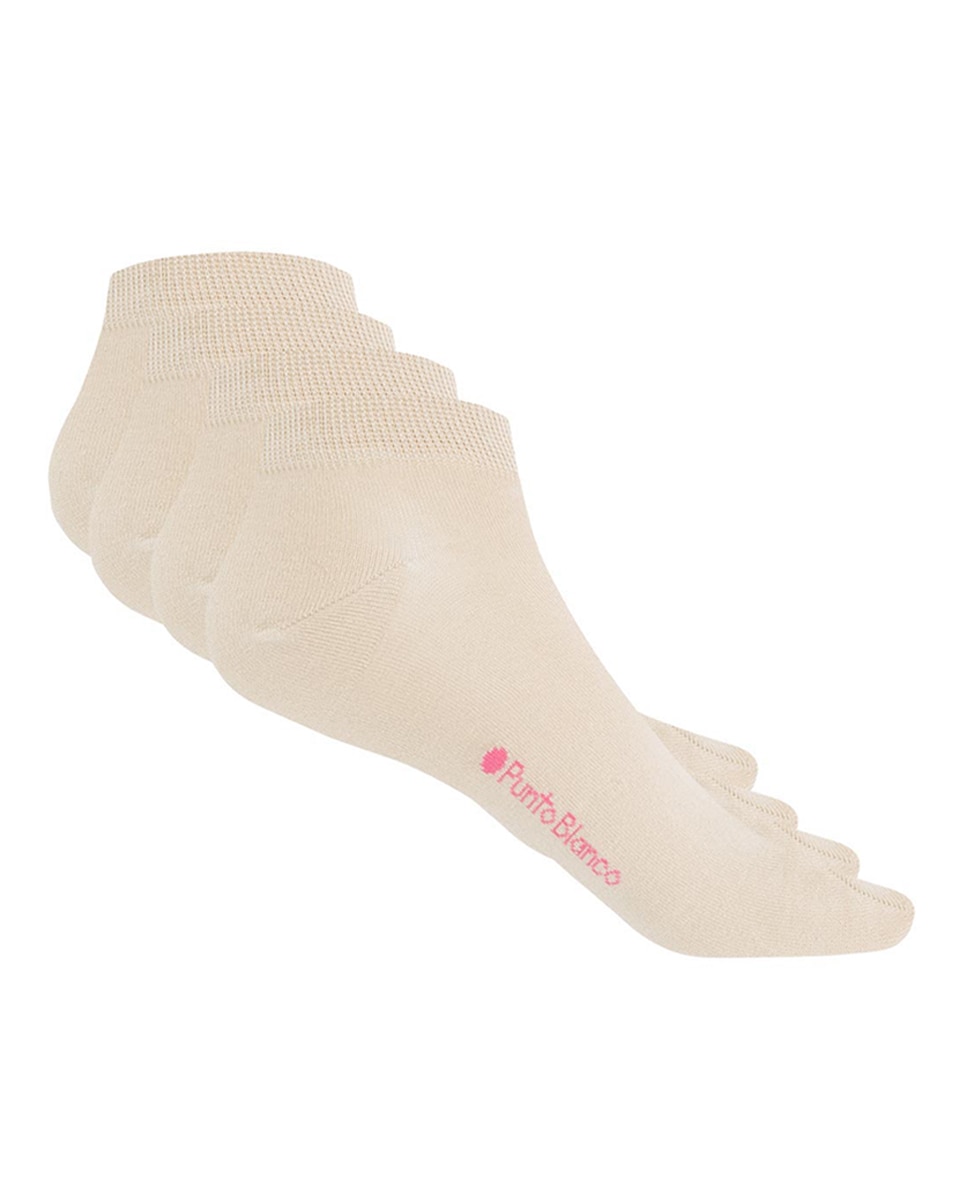 Imagen 0 de Pack de dos pares de calcetines de mujer Punto Blanco lisos Beige