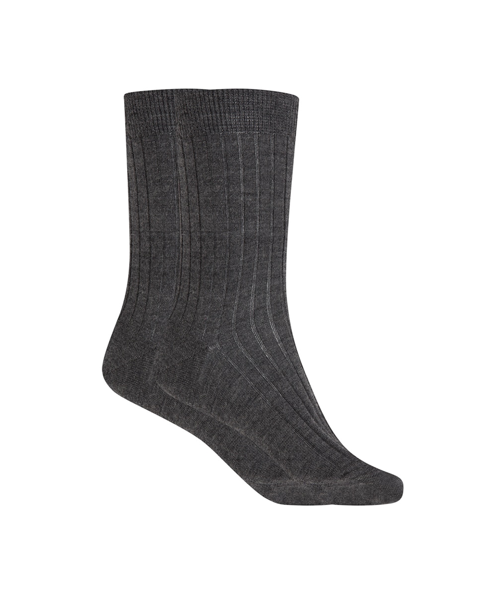 Meias Curtas 100% Lã Canelado. Produto Fabricado em Espanha Cinzento-1