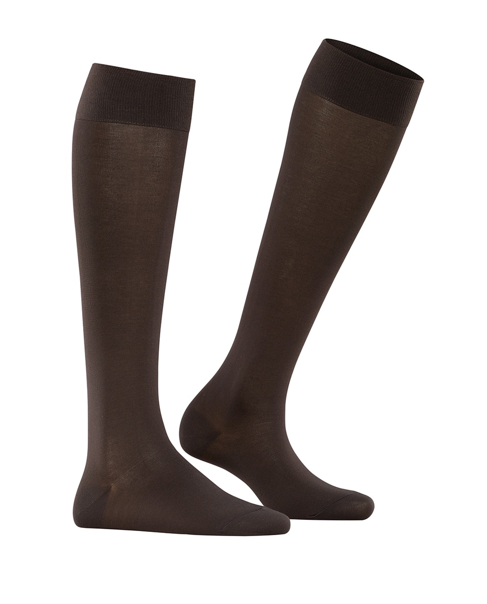 Calcetines altos de mujer básicos de algodón - Falke - Marrón Marrón-1