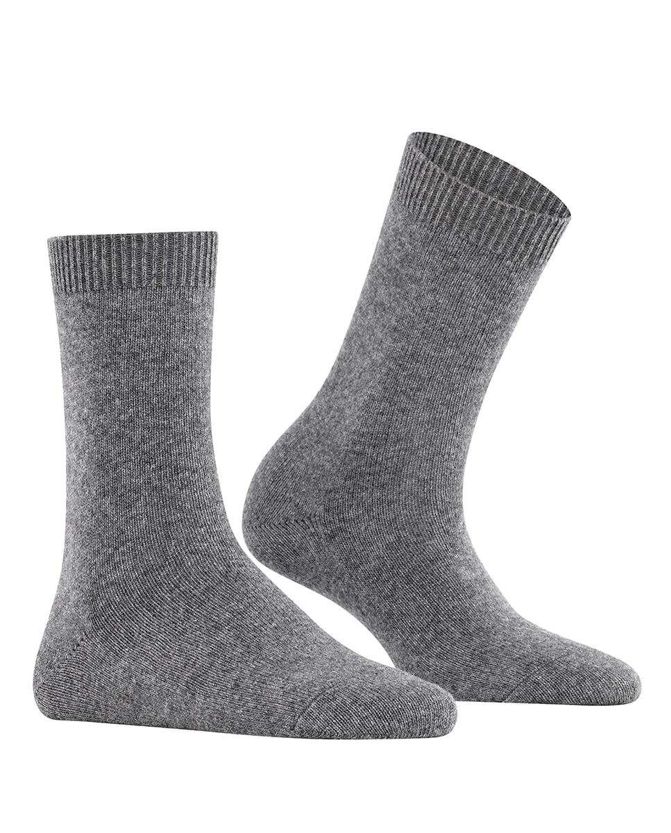 Calcetin basico con cashemira y lana pura de mujer - Falke - Gris Gris-1