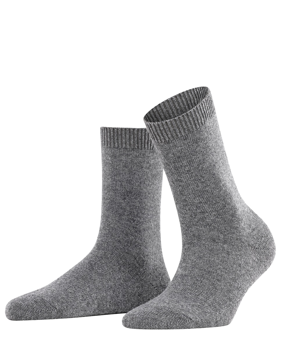 Calcetin basico con cashemira y lana pura de mujer - Falke - Gris Gris-3