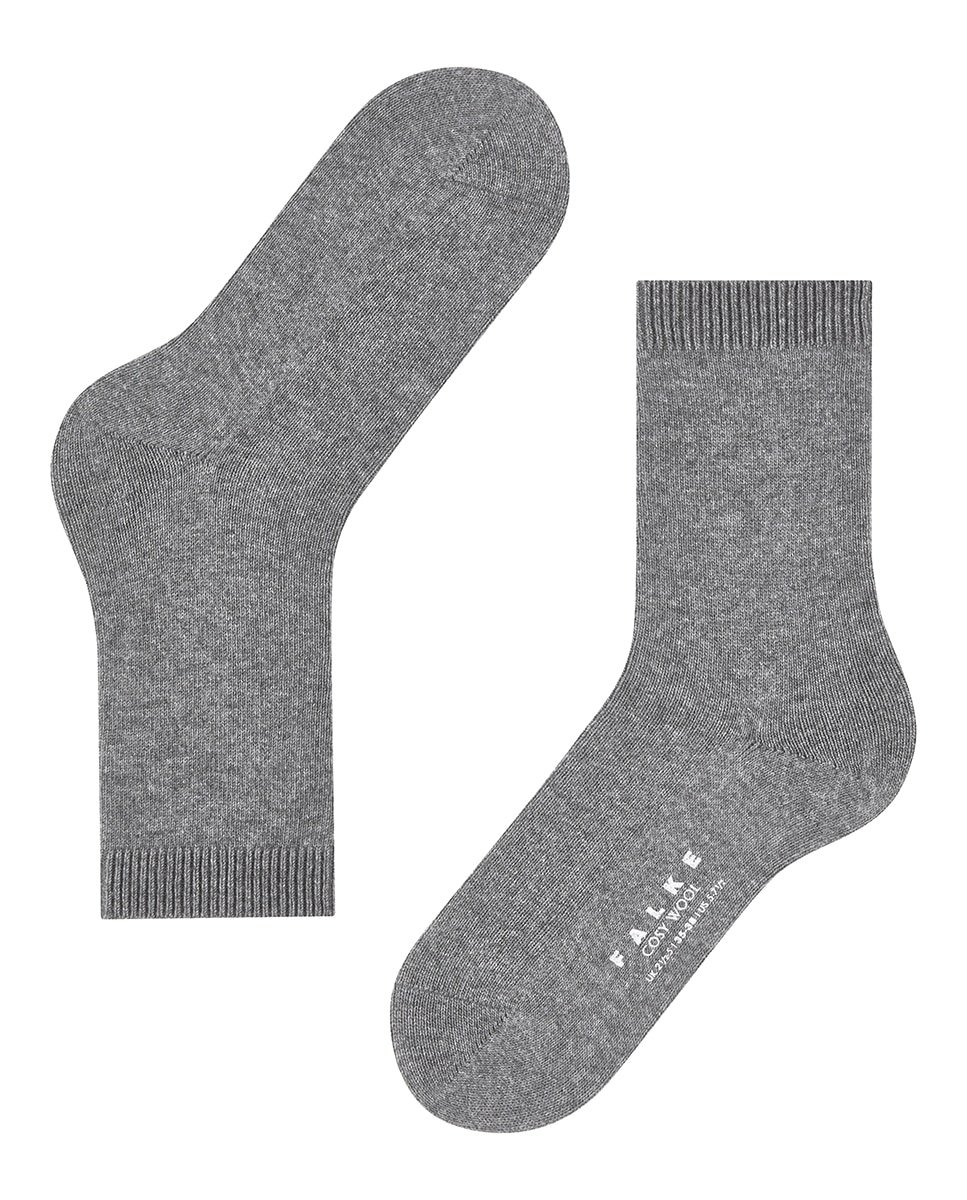 Calcetin basico con cashemira y lana pura de mujer - Falke - Gris Gris-4