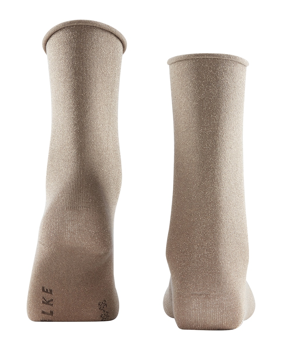 Meias Suaves com Lyocell e Efeito de Fio Metalizado Bege-3