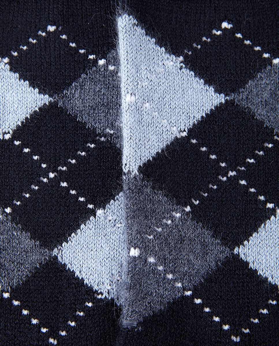 Meias compridas de mulher Burlington com estampado de losangos Azul-2