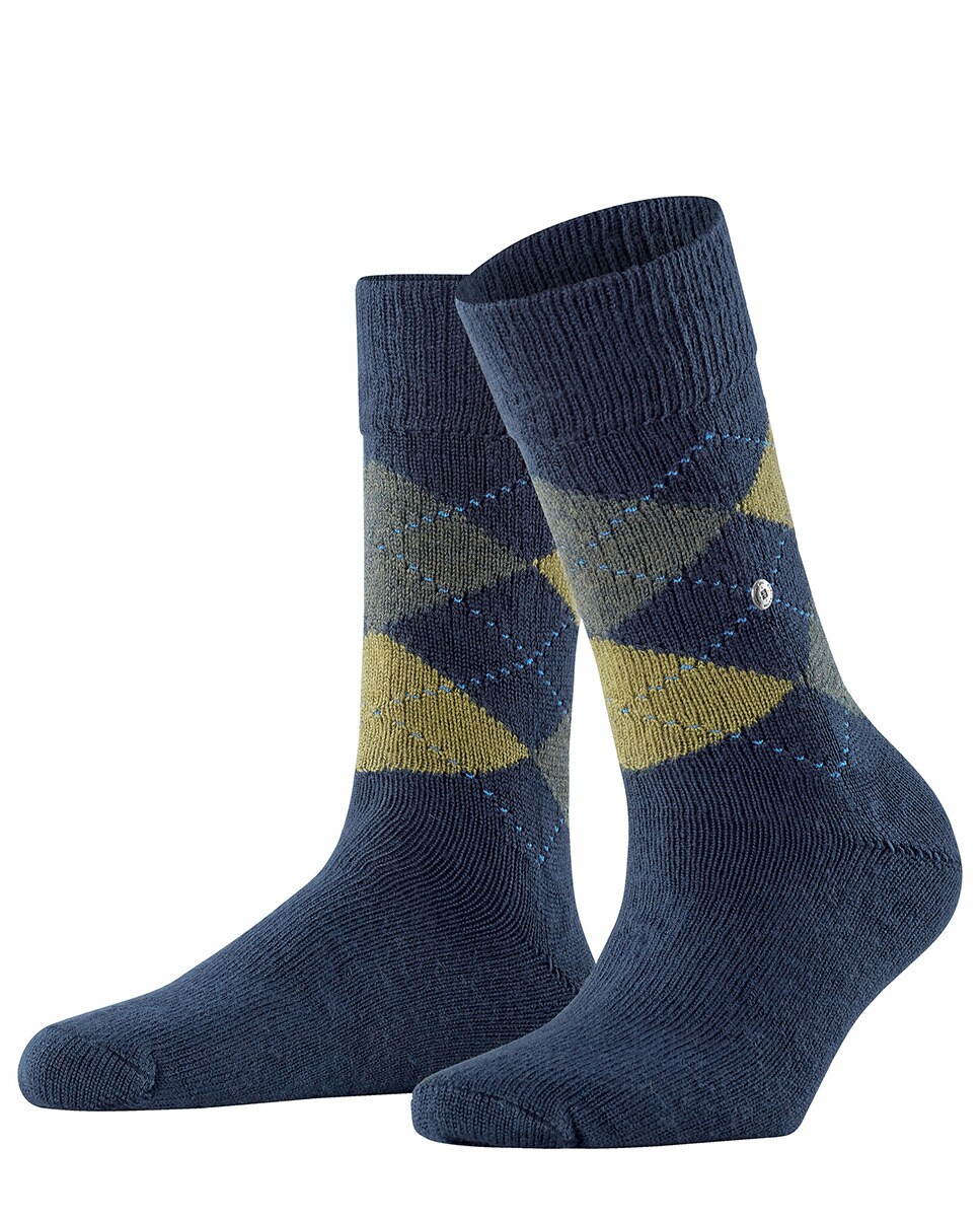 Meias compridas de mulher Burlington com estampado de losangos Azul-3