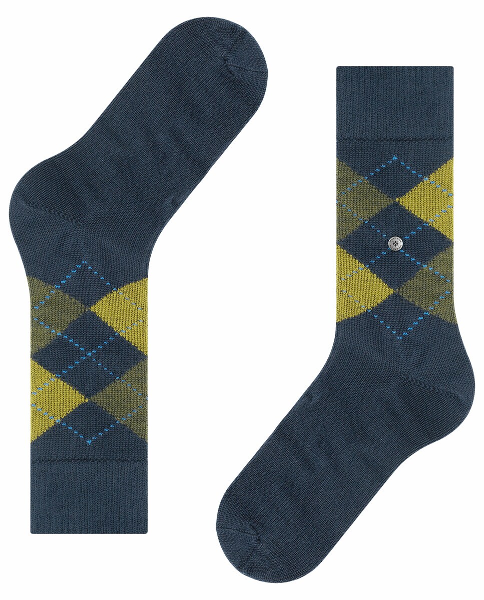 Meias compridas de mulher Burlington com estampado de losangos Azul-4