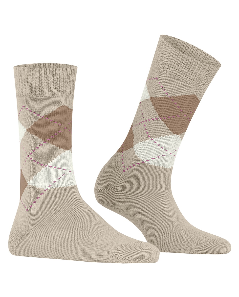 Calcetín largo de mujer Burlintong con estampado de rombos - Burlington - Beige Beige-1