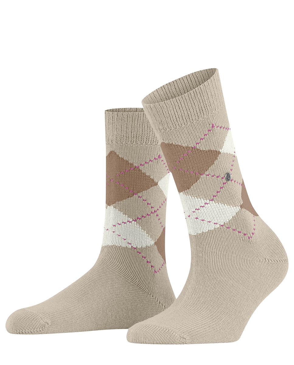Calcetín largo de mujer Burlintong con estampado de rombos - Burlington - Beige Beige-3