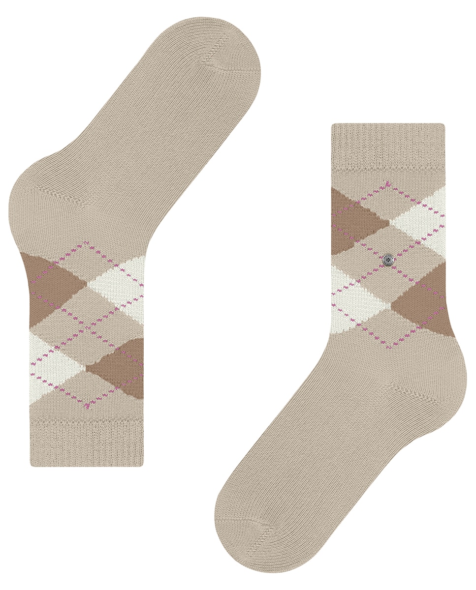 Calcetín largo de mujer Burlintong con estampado de rombos - Burlington - Beige Beige-4