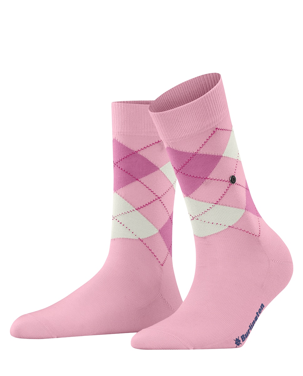 Calcetín rombos mujer bicolor - Burlington - Rosa Rosa-3